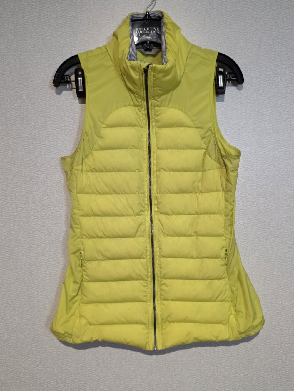 Lululemon Fluffed Up Puffer Goose Down Vest Yellow Size 8 Full Zip
